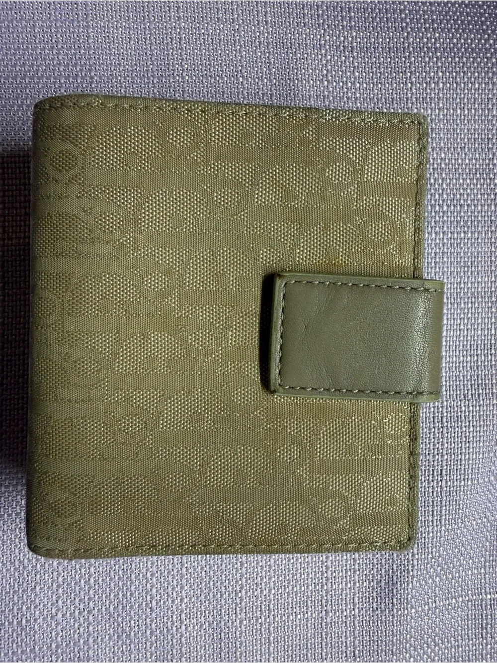 Dior Beige Heart-Embossed Bifold Wallet with Whipstitch Trim
